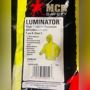 NWT MCR SAFETY high visibility rain coat CLASS 3 500RJHXL